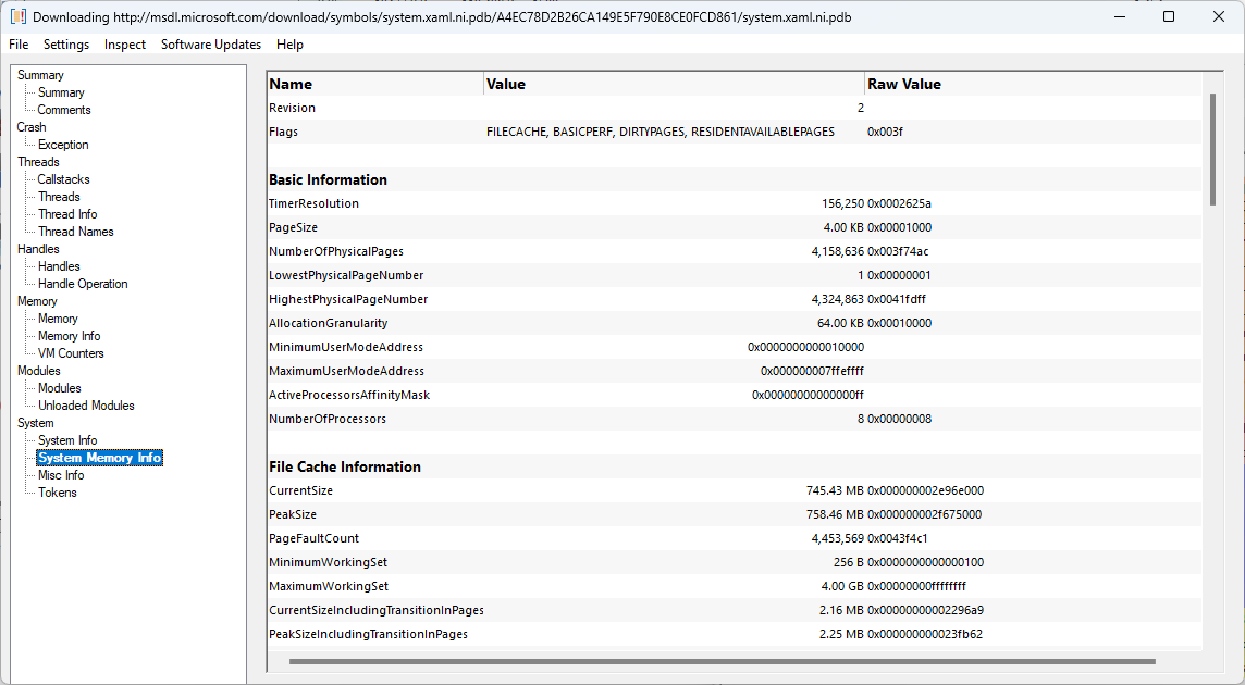 systemMemoryInfoStream