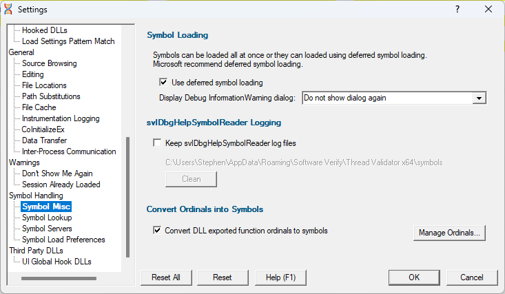 symbols-and-warnings-settings