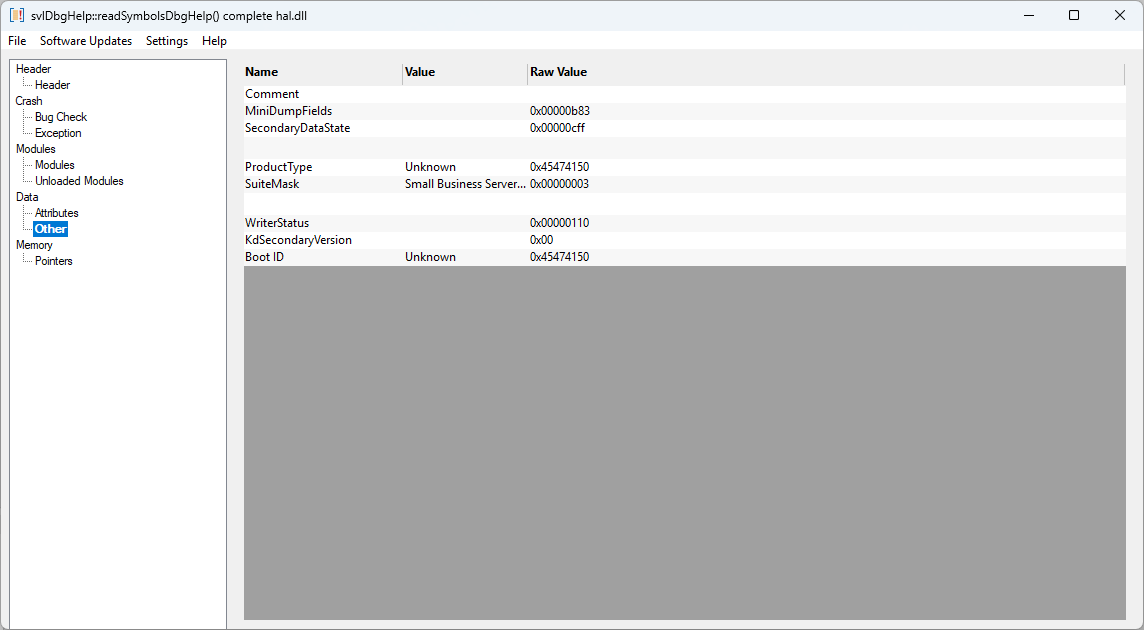 Minidump Browser kernel dump other view