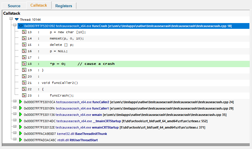 Minidump Browser Crashing Callstack