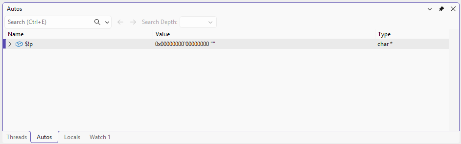 Visual Studio Autos view