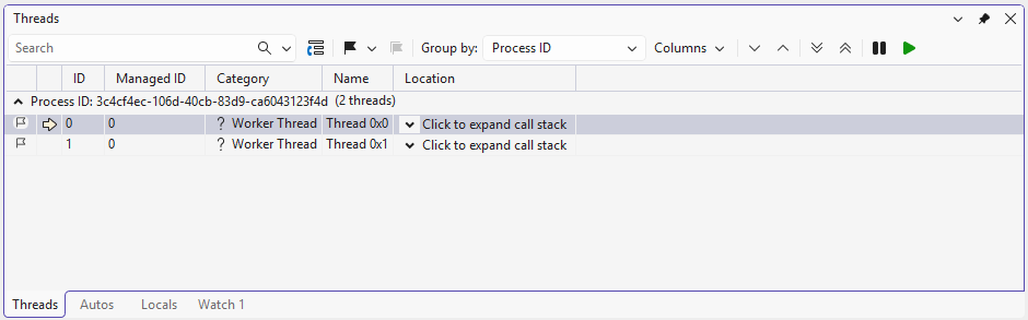 Visual Studio Crashed Thread