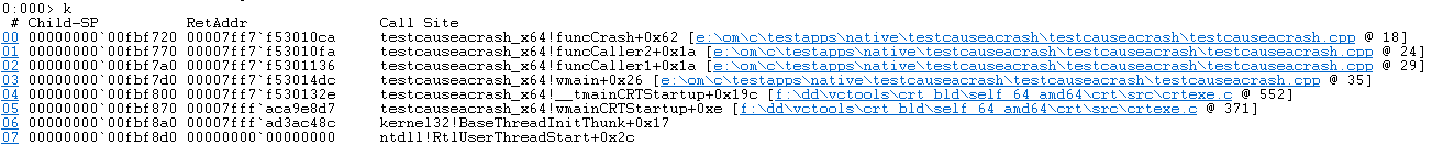 WinDbg Crashing Callstack